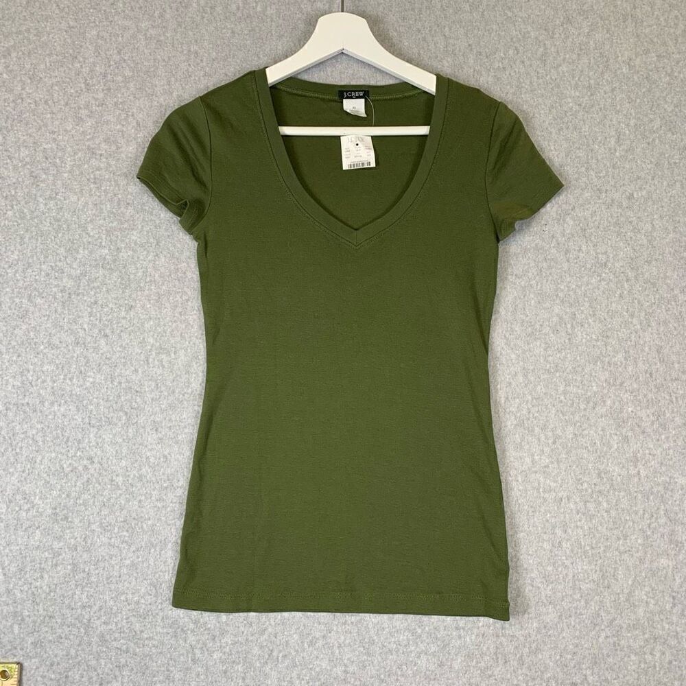 J crew v neck short sleeve t shirt womens XS olive green New with tags